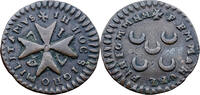 Order of Malta 1 grano 1747 Manuel Pinto de Fonseca - Malta Grand Master - copper - five crescents -