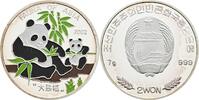 2 Won 2002 Nordkorea Fauna of Asia / 2 Pandas PP in Kapsel, Nominalseite am Rand leicht angelaufen