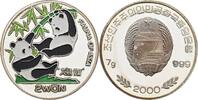 2 Won 2000 Nordkorea Fauna of Asia / 2 Pandas PP in Kapsel, minim. angelaufen