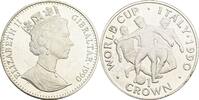 1 Crown 1990 Gibraltar Elisabeth II. (1952-2022) / Fußball-WM Italien 1990 offene PP
