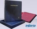 Gewatteerd Album incl. Cassette, Blauw met goudopdruk, incl. 5 muntbladen en rode schutbladen -