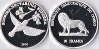 Congo Dem Rep Congo 2000 10 Francs 'Wild life-Nektarvogel' Zilver -