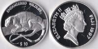Fiji Islands Fiji Eilanden 1997 10 Dollar 'Wild life-Korte kamleguaan' Zilver -