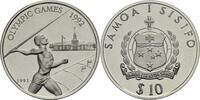 Samoa 10 $ Samoa 10 $ Tala 1991 Silber Oz Olympia 1992 Speerwerferin Javelin Thrower KM# 85 -