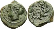 Sizilien Himera Sizilien Bronze Hemilitron 420-407 BC Nymphe Ampyx Sphendone SNG ANS 186 Hemilitron 420-407 v. Chr. Vorzüglich